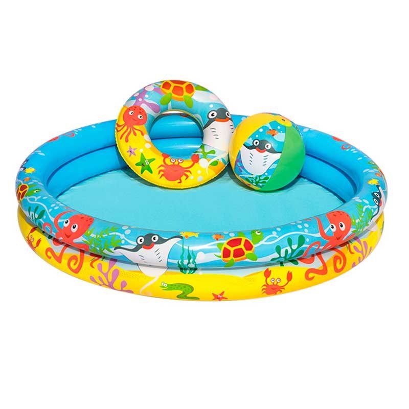 Bestway aufblasbares Kinderbecken 137l mit Zubehör ab 2 Jahren Ø122x20 cm