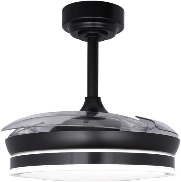 Wonderlamp – Mini ventilateur de plafond LED Pearl avec pales rétractables, moteur CC silencieux, 3 températures de couleur réglables, 46 W, blanc