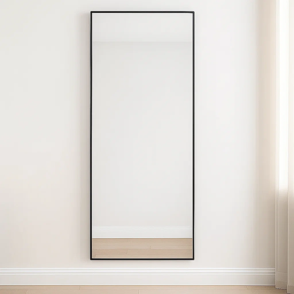 Miroir mural noir en métal, idéal pour le salon, 160 x 90 x 3 cm