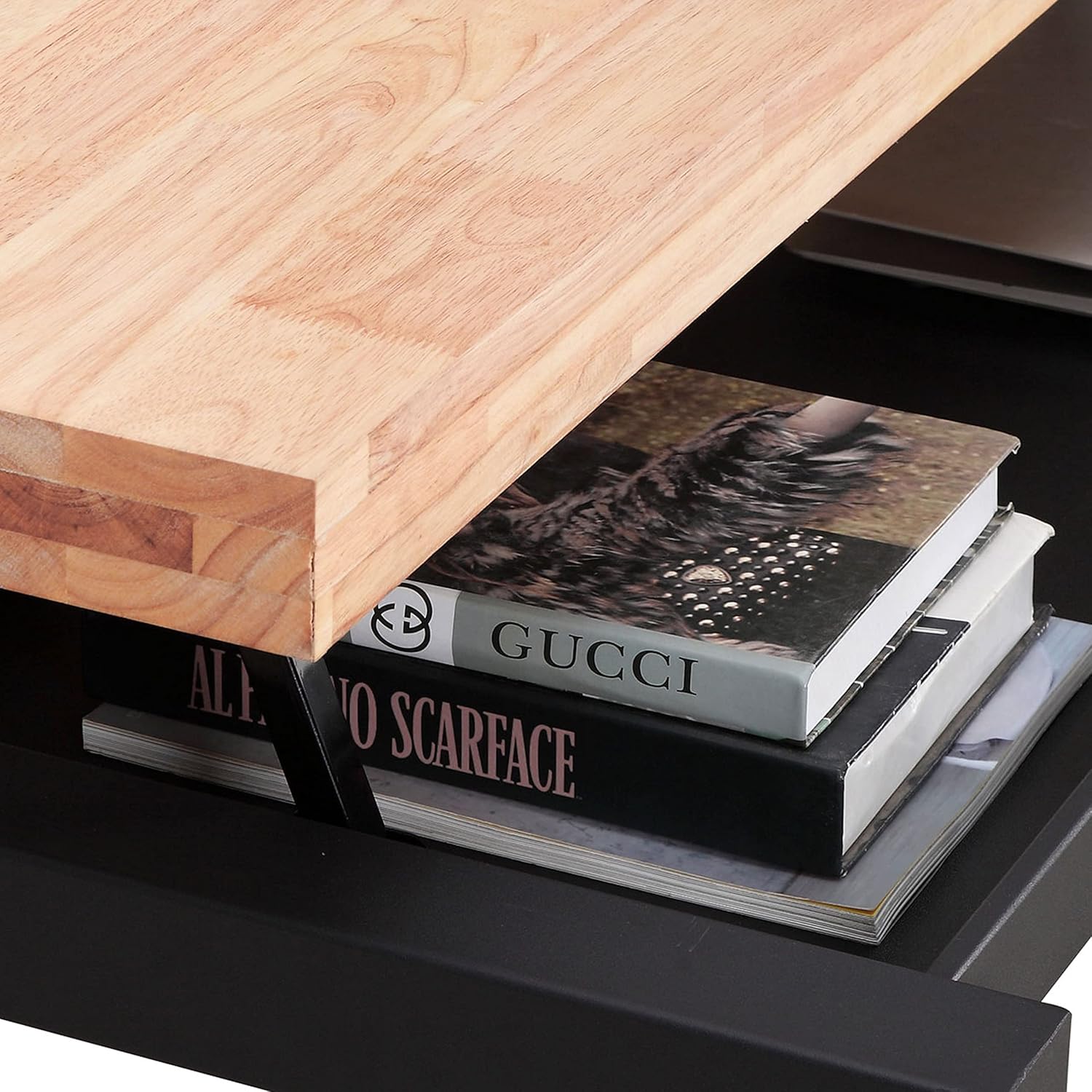 Duehome | Loft, höhenverstellbarer Couchtisch, Esstisch, Eiche und Weiß, Maße: 120 cm (L) x 60 cm (B) x 47,5/62 cm (H)