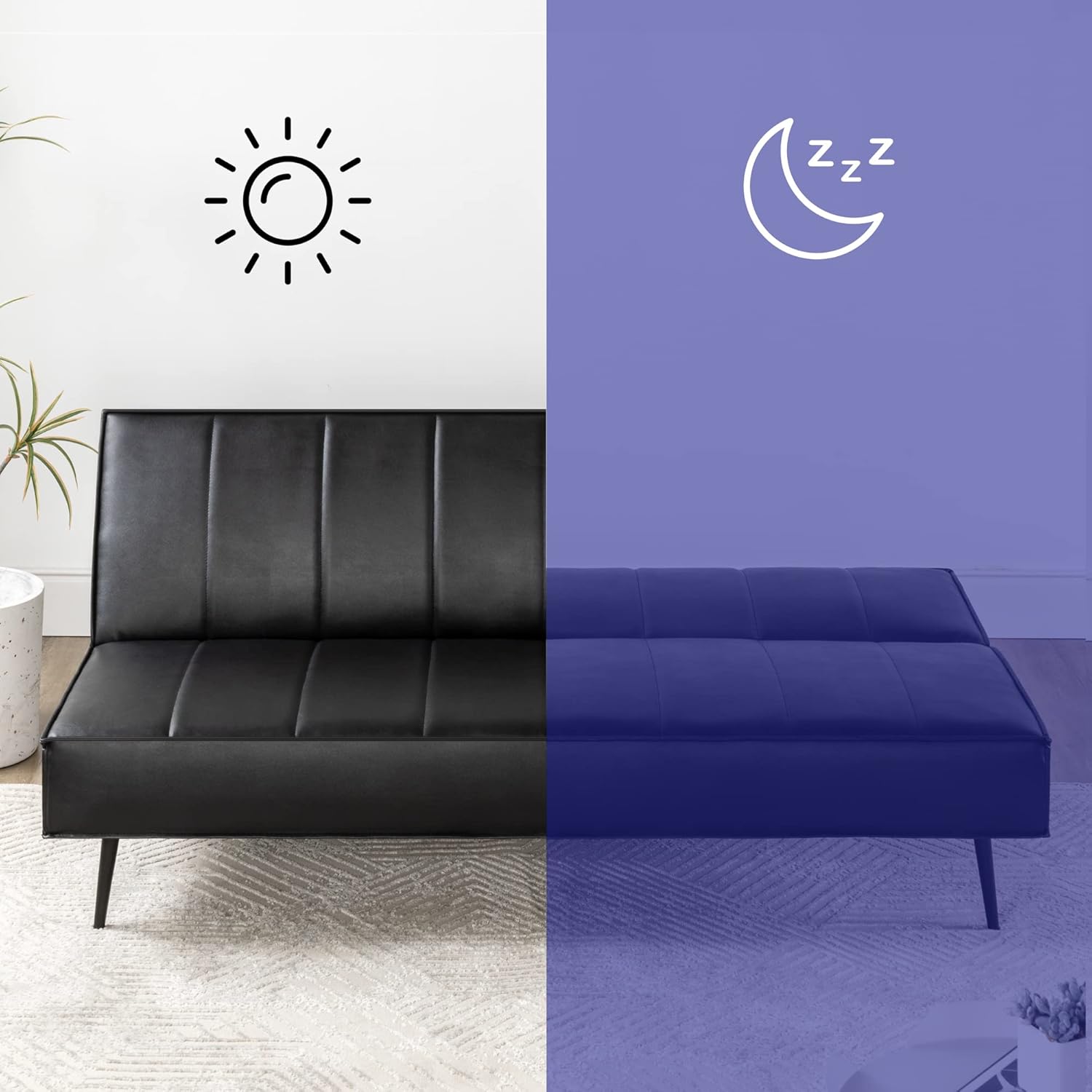 Zinus Quinn Click Clack sovesofa - 2-i-1 foldbar sovesofa - Velegnet til gæsteværelser og små rum - Grå