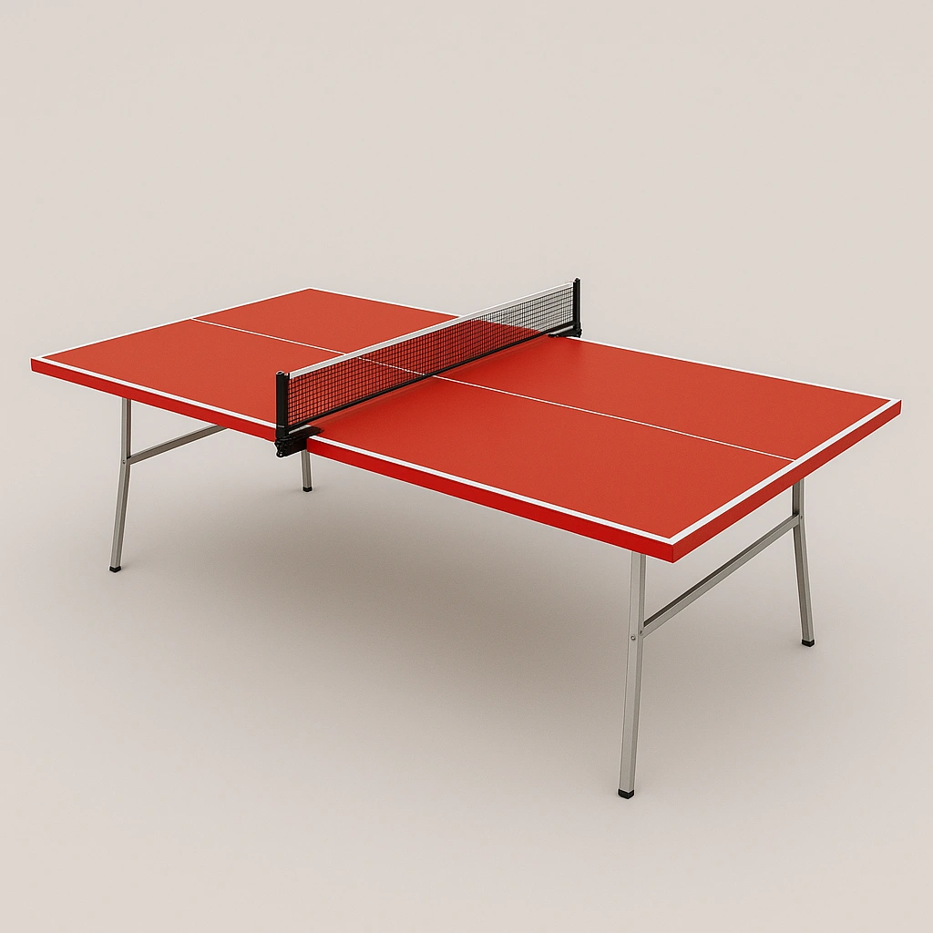 Table de ping-pong, plateau rouge, cadre en métal gris 274 x 152,5 x 76 cm