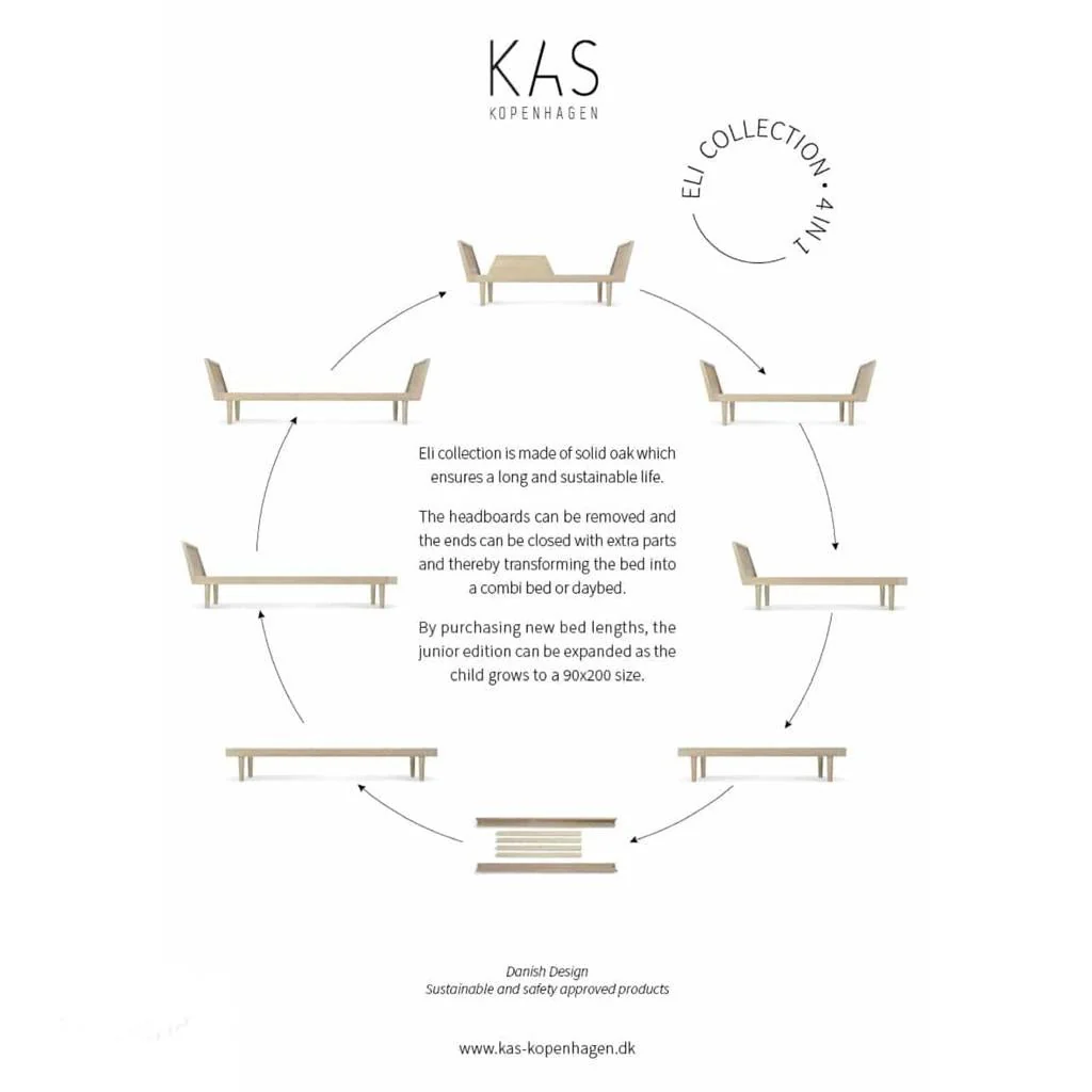 Ersatz-Kopf- und Fußteil (2025) für das Eli KAS Kopenhagen Bett – FSC-zertifizierte Massivholz-Eiche | 4-in-1-Modulsystem | Für Tagesbett, Ausziehbett und Juniorbett | Matratze und Rahmen nicht im Lieferumfang enthalten