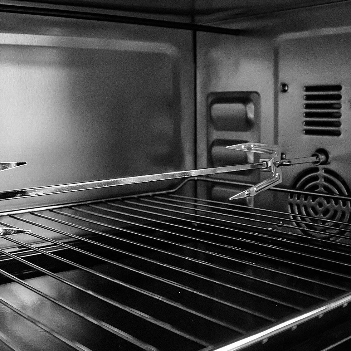 Tisch-Konvektionsofen, 45 l, Edelstahl, Hähnchenspieß, Timer, Temperaturregelung, Schwarz, 2000 W MPM MPE/07T