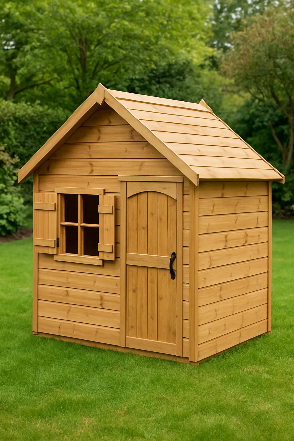 Cabane de jardin pour enfants en bois naturel, 140 × 120 × 150 cm, CAmjCzS155mg