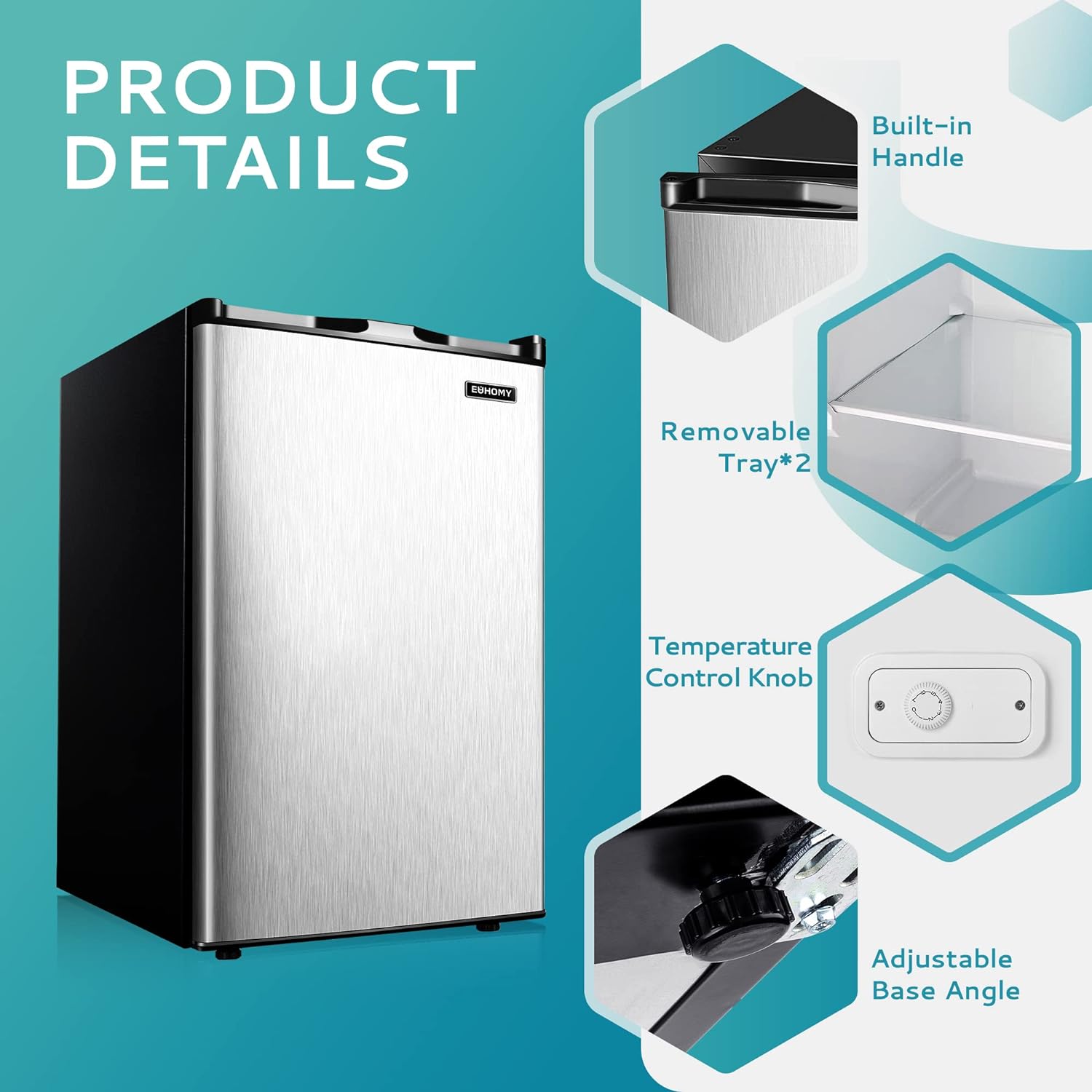 Gefrierschrank 2025, 85 Liter Nutzinhalt. Einzeltür aus Edelstahl, wendbar. Kompakter Gefrierschrank für Zuhause, Studentenwohnheime, Wohnungen und Büros (Silber).