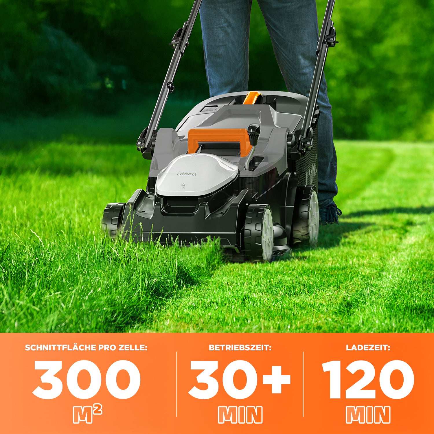 Tondeuse à gazon sans fil Handy+ U20 (2025) | 2 batteries 20 V, largeur de coupe 37 cm | Comprend 2 batteries SE 4,0 Ah | Pour pelouses jusqu'à 300 m²