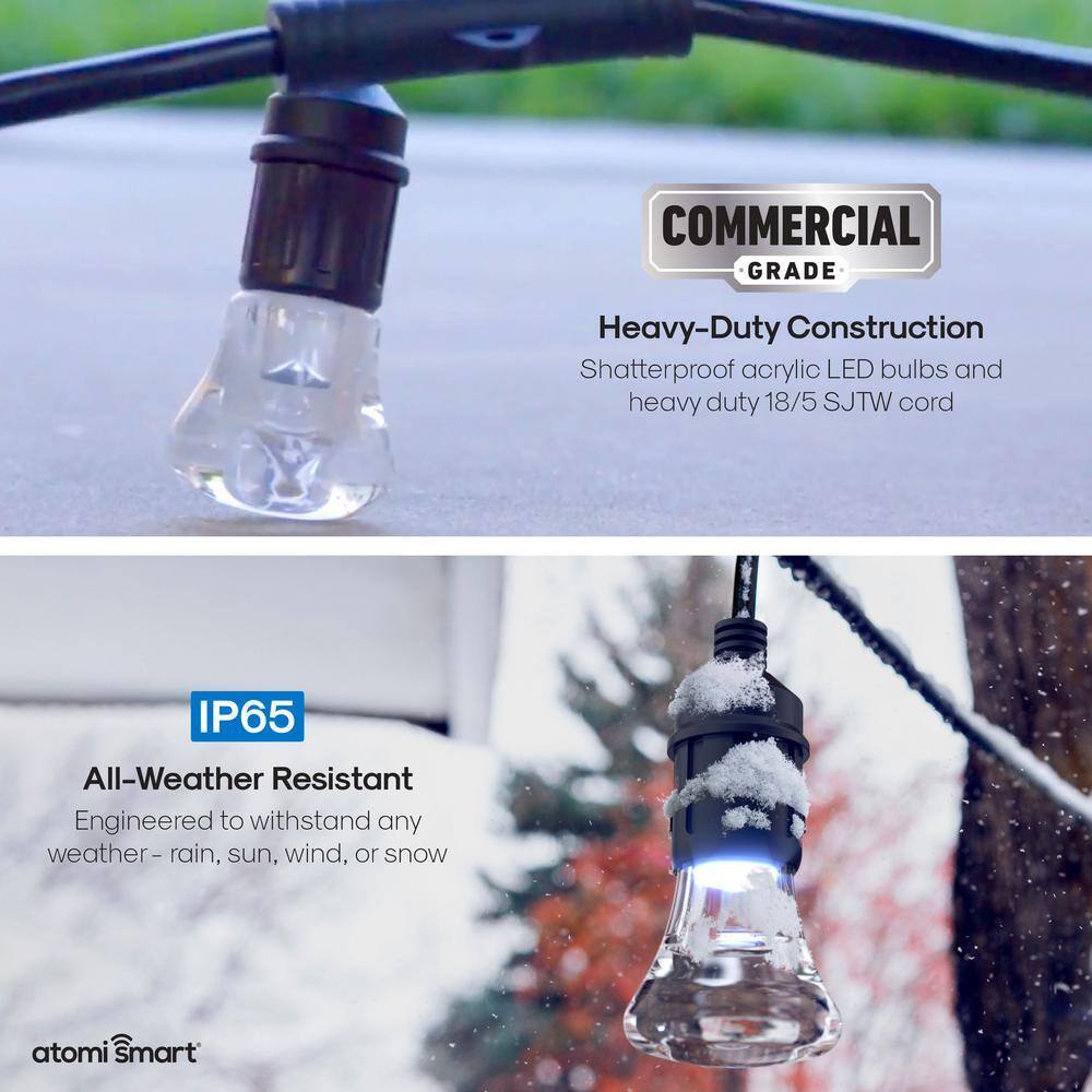 Atomi Smart WiFi Farve Lyskæde – 7,3 m. Kompatibel med Alexa/Google. Vandtætte LED'er