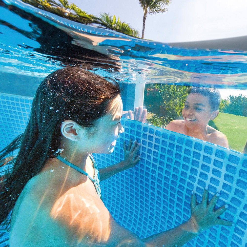 Piscine tubulaire circulaire amovible en PVC Intex grise 427 x 107 cm avec purificateur