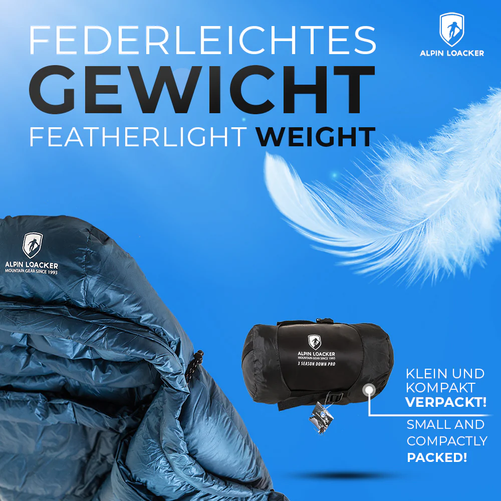 Alpin Loacker Daunen-Profi-Schlafsack für 3 Jahreszeiten (2025) – 860 g