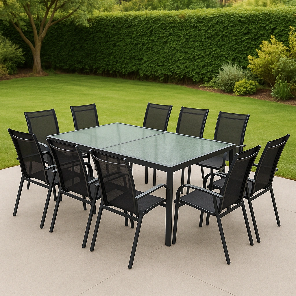 Ensemble de mobilier de jardin, table haute et chaises, rotin synthétique noir, extérieur