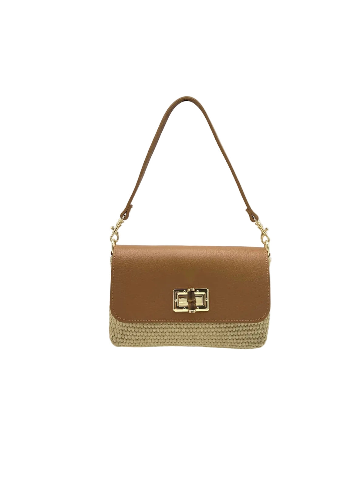 Orbetello - Raffia & Leather Shoulder Bag