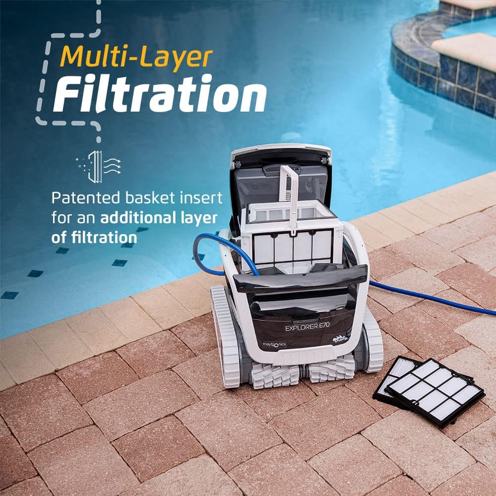 Robot nettoyeur de piscine 2025 pour piscines jusqu'à 9 mètres – Brosse de nettoyage et filtres à chargement par le haut