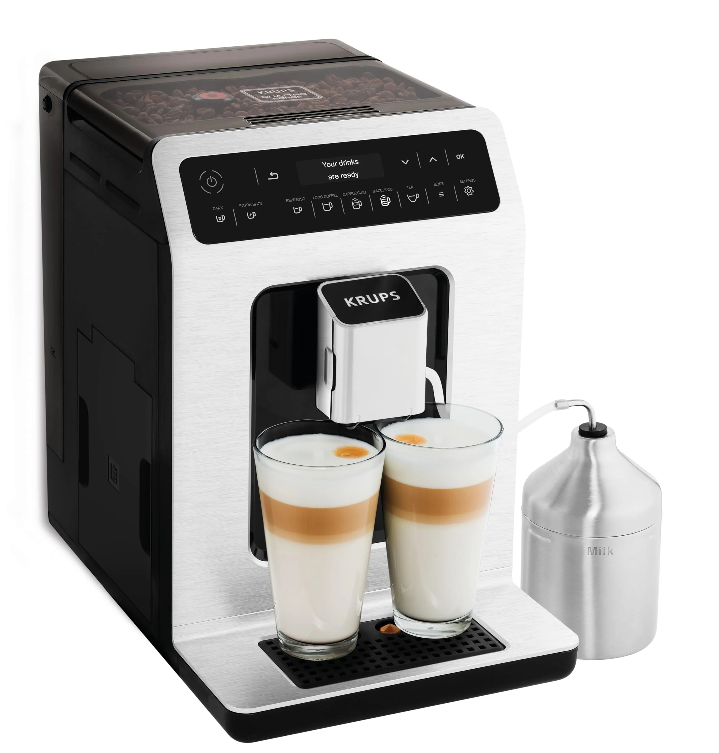 Krups Intuition Experience 2025 – Kaffeevollautomat. Farb-Touchscreen. Kontrollleuchten. 17 individuell anpassbare Getränke. Eigene Rezepte. Edelstahl.