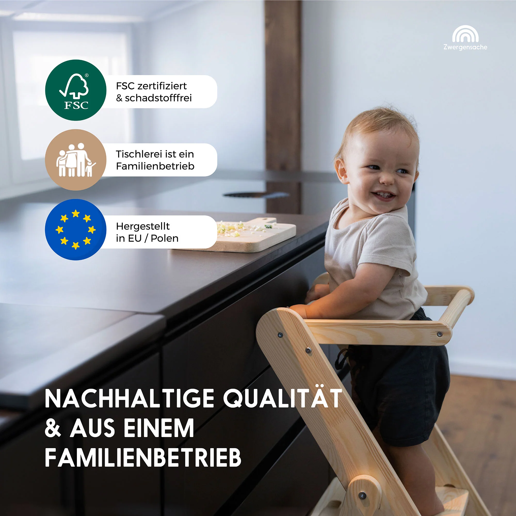 2025 Zwergensache massivt træ, foldbart observationstårn. Til børn fra 2 år.