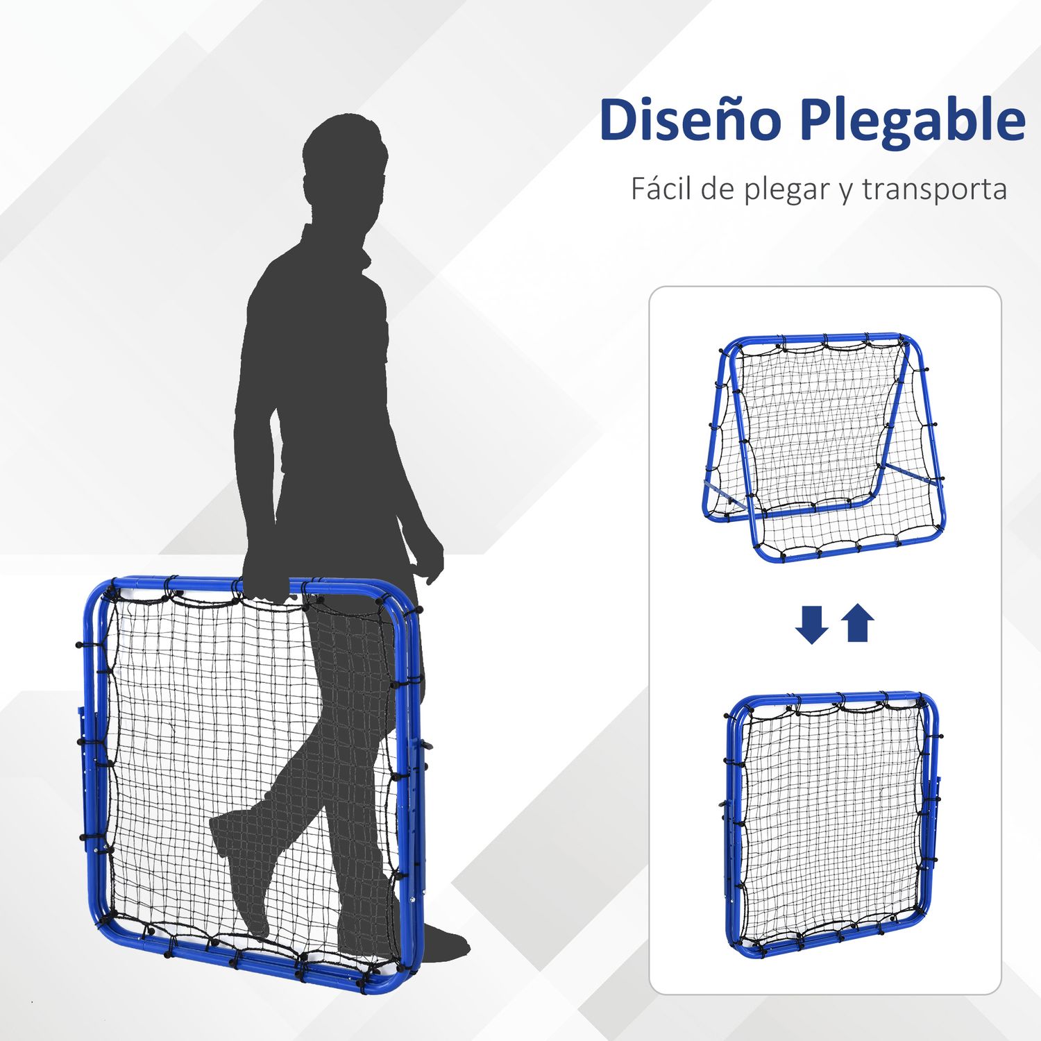 Homcom Foldbart og Vinkeljusterbart Reboundnet 100x95x90 cm Blå