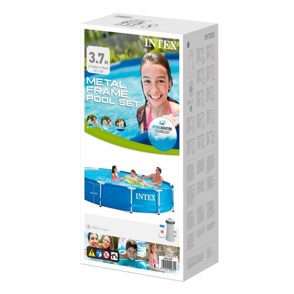 Piscine tubulaire circulaire bleue Intex 366 x 76 cm en PVC amovible avec purificateur