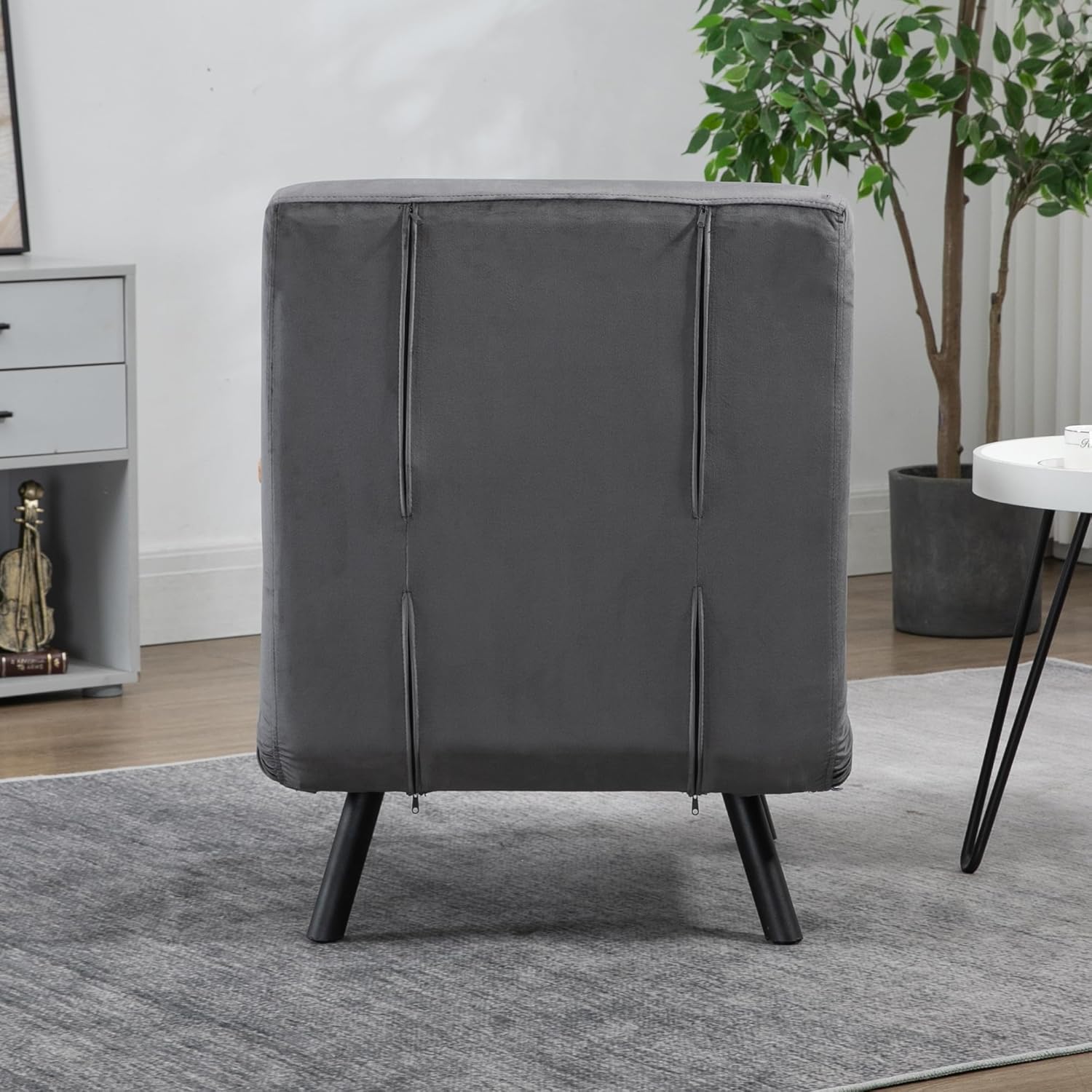 HOMCOM Schlafsofa, 2-Sitzer, Klappsofa, Samtbezug, 5-fach verstellbare Rückenlehne und gepolsterte Kissen, für Büro, Schlafzimmer, Wohnzimmer, 102 x 73 x 81 cm, Beige