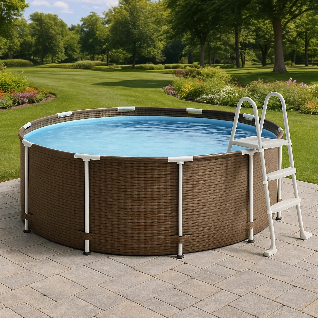 Piscine tubulaire ronde amovible 448 x 105 cm, couleur marron, avec filtre et échelle uCbqAPZ282tw