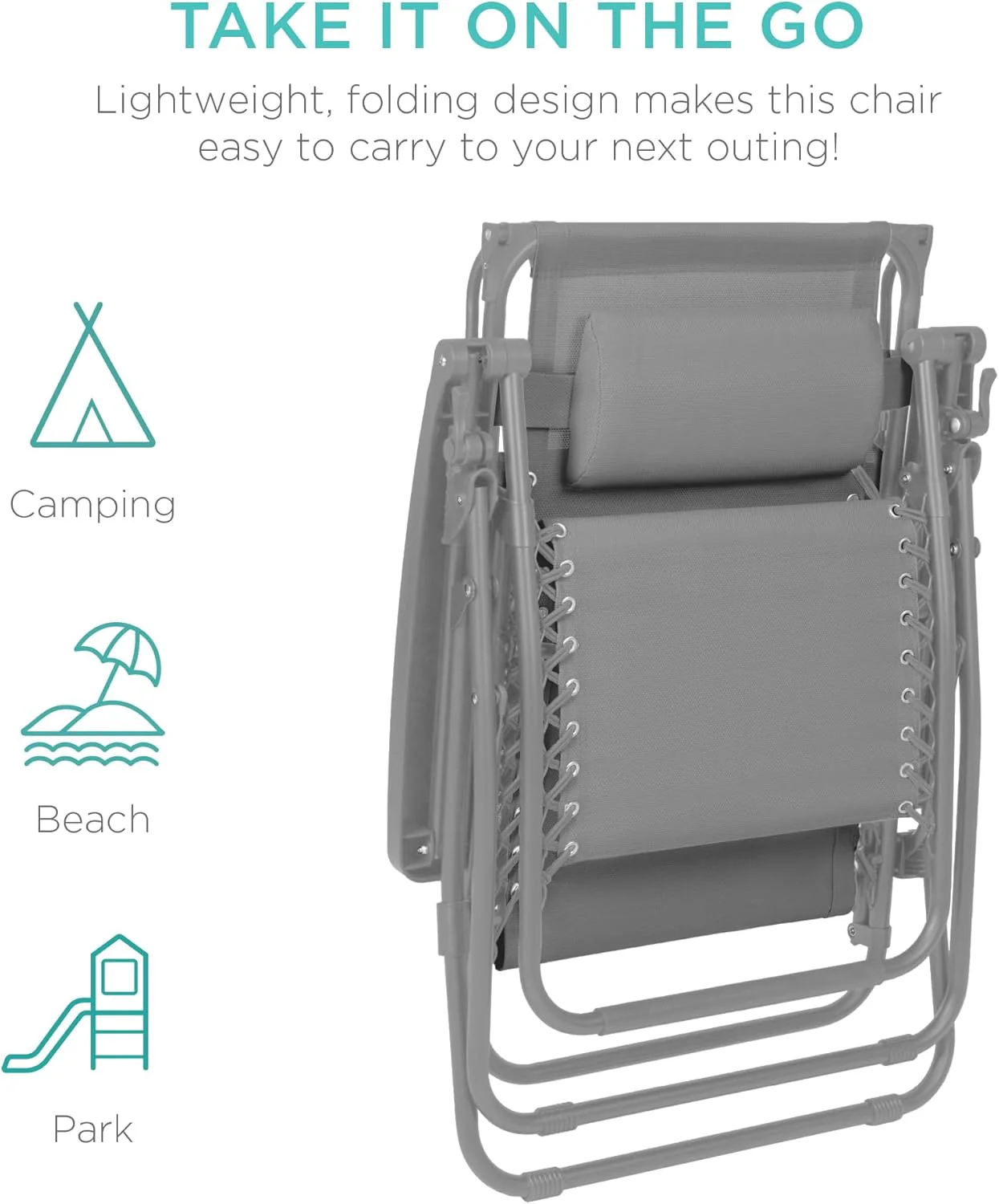 Bedste valg – Zero Gravity-lænestol til terrassen. Justerbar og foldbar udendørsstol med baldakin, nakkepude og sidebakke. Textilene – Påfugleblå