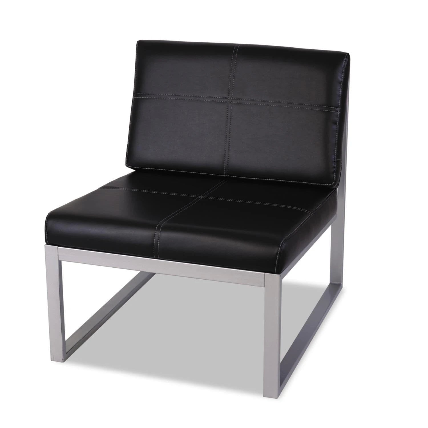 Fauteuil cube sans accoudoirs Alera Reception Lounge Series 2025. Noir/Argent