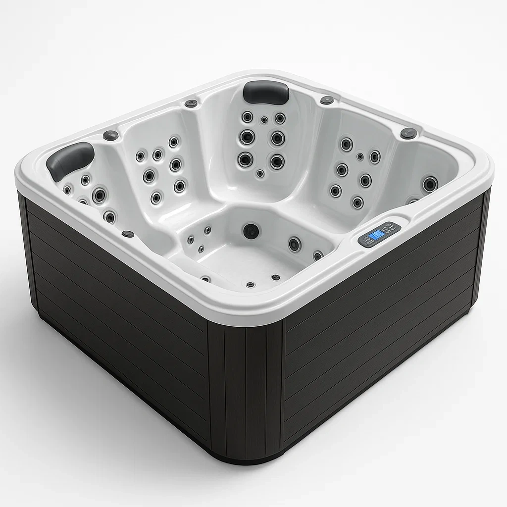 Spas rigides 200x200x80 cm, 4 places, Carré, Gris/Blanc akTipNK437De