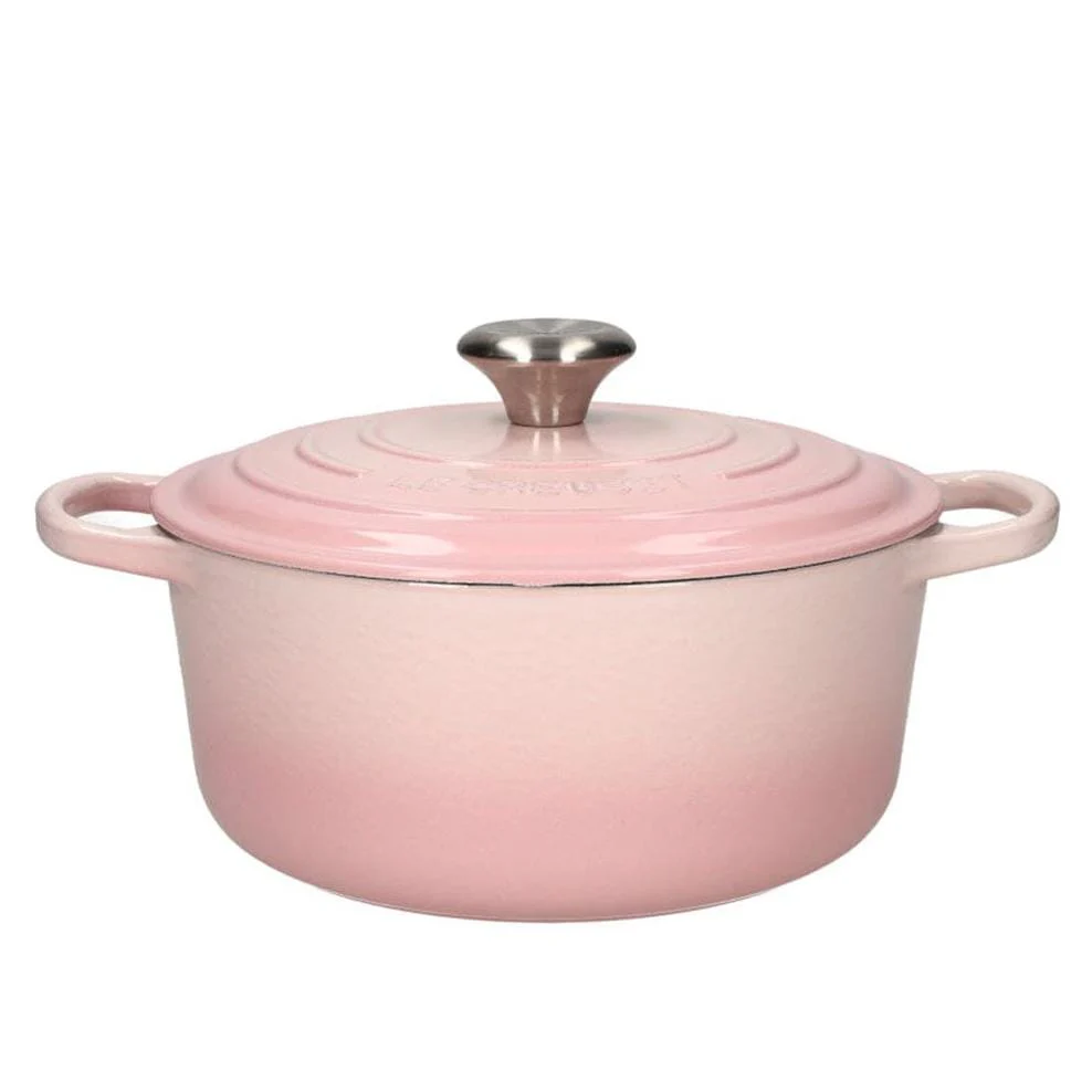 2025 Le Creuset - Signature rund stegepande/gryde med skal, lyserød 24 cm 4,2 l