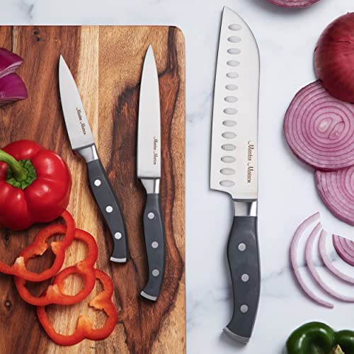 Hochwertiges 19-teiliges Küchenmesserset mit Holzblock | Master Maison Besteckset aus deutschem Edelstahl mit Messerschärfer und 8 Steakmessern