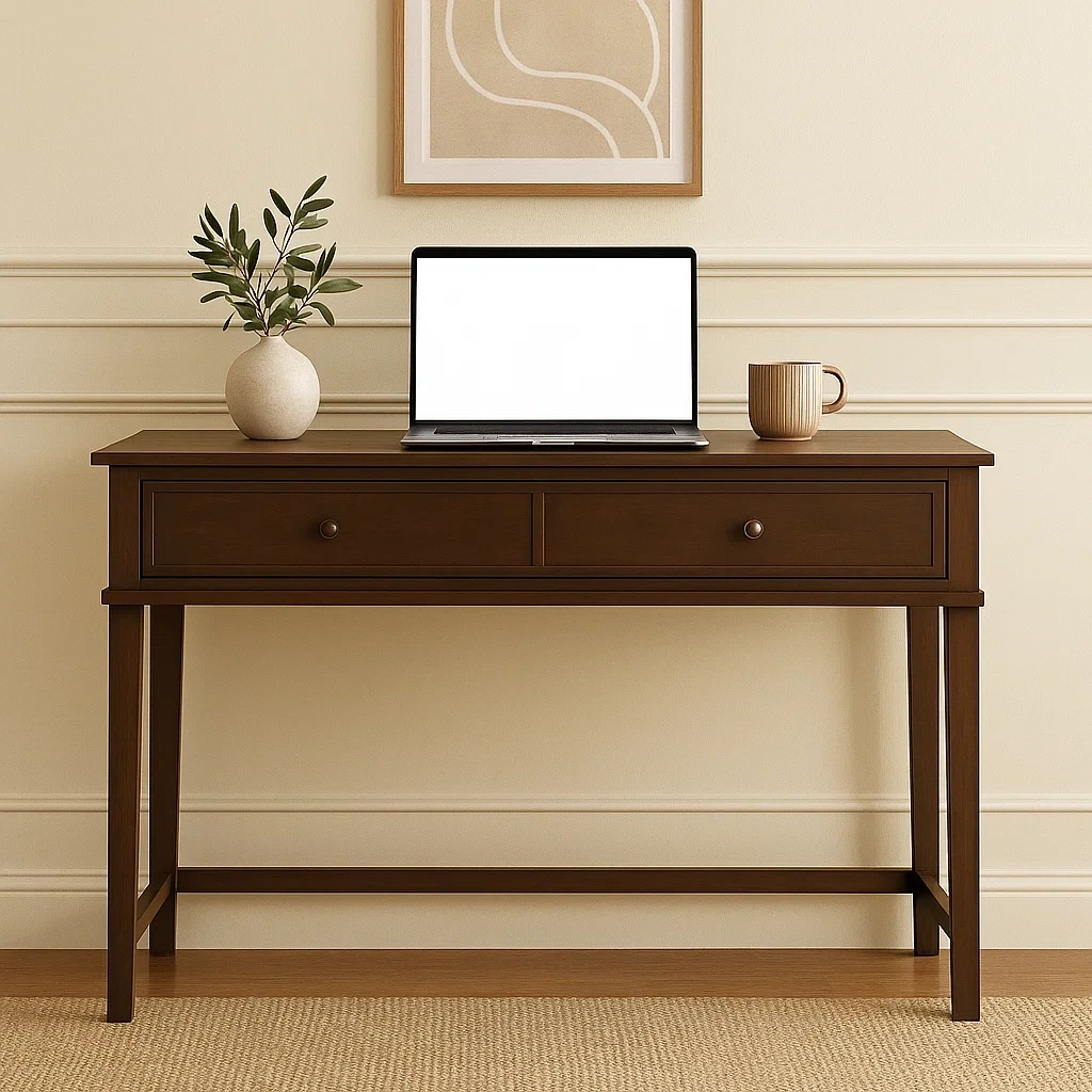 Bureau d'ordinateur en bois avec 2 tiroirs, 100 x 45 x 75 cm - hUrhUvi306mo