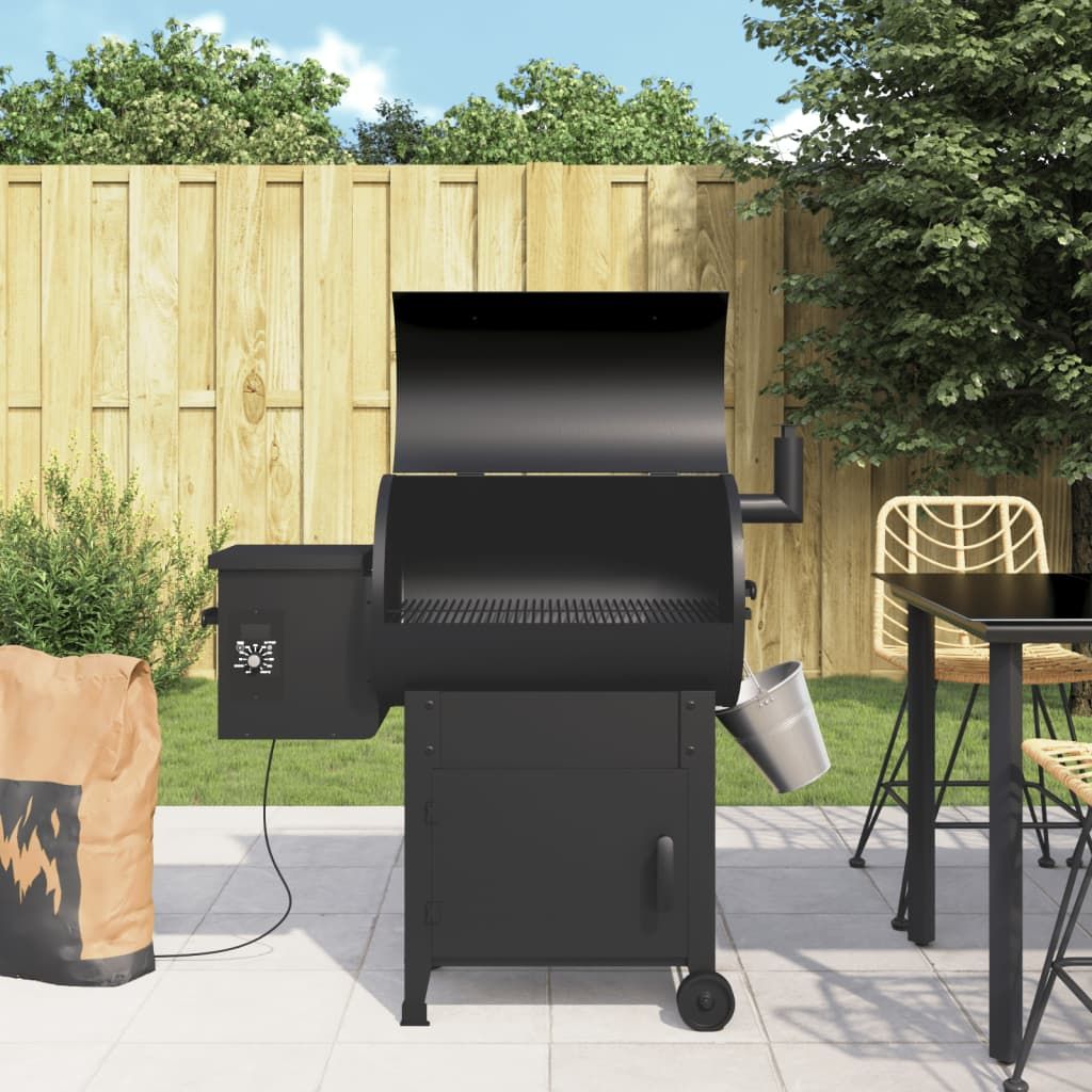 Pelletgrill mit Kamin, Schwarzguss, 104 cm, Vidaxl