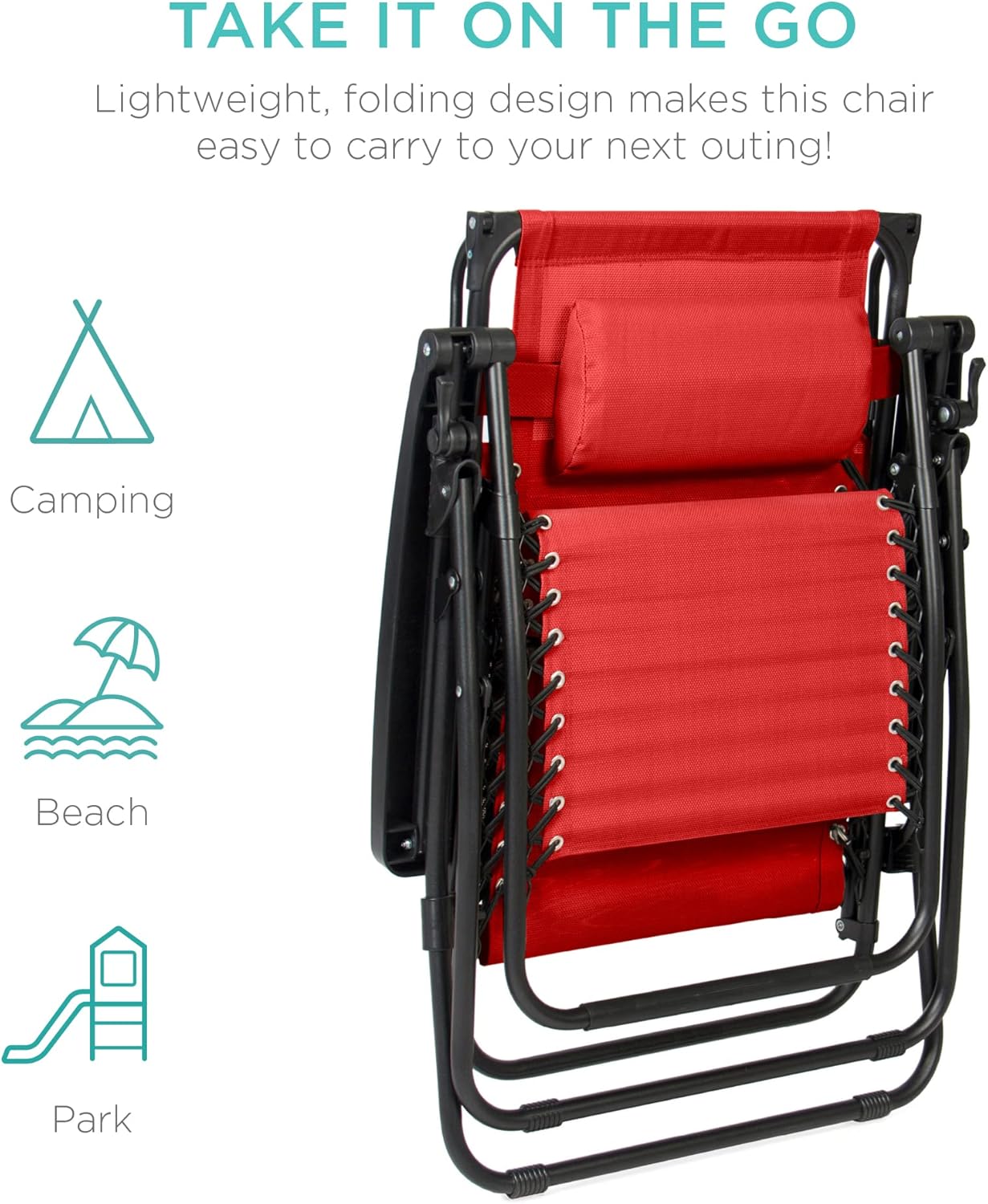 Bedste valg – Zero Gravity-lænestol til terrassen. Justerbar og foldbar udendørsstol med baldakin, nakkepude og sidebakke. Textilene – Påfugleblå