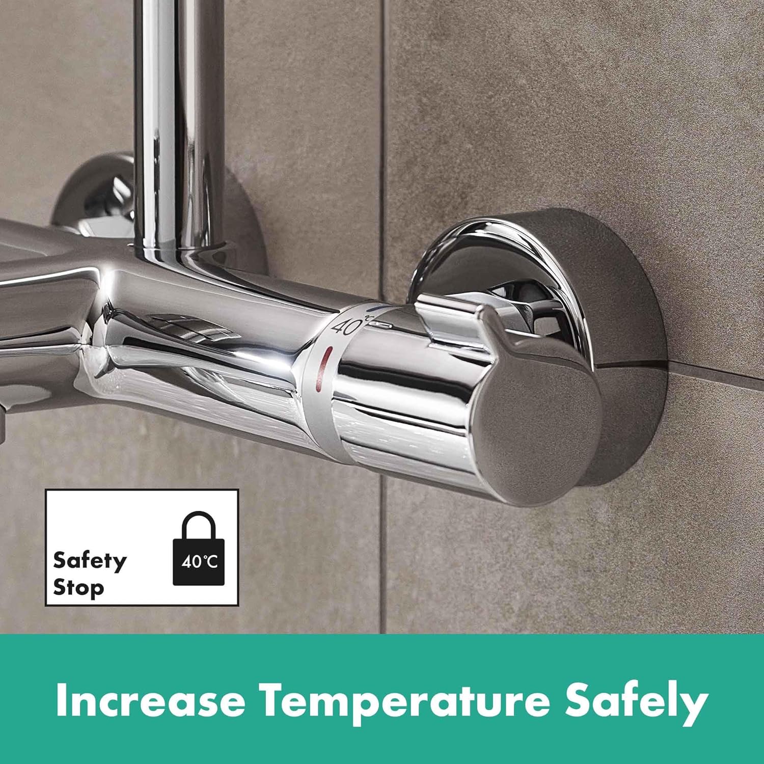 hansgrohe Crometta E - wassersparendes Duschsystem (EcoSmart) mit Thermostat, Regendusche (240 x 240 mm), Handbrause (2 Strahlarten), flexiblem Schlauch, Brausestange und rechteckigem, feststehendem Brausekopf, Chrom, 27281000