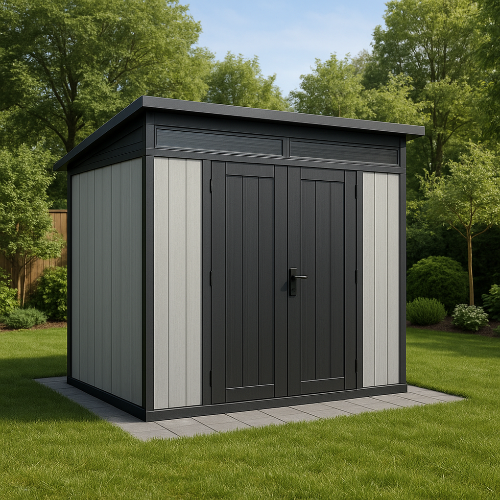 Abri de jardin en résine 240 x 175 x 220 cm gris/noir TFQYBWT391BT