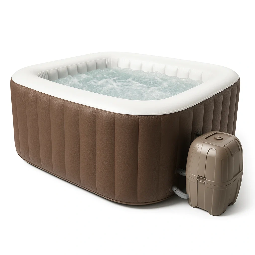 Spa gonflable 196 x 150 x 71 cm, 4 places, marron clair/blanc vsLVgwD320gy