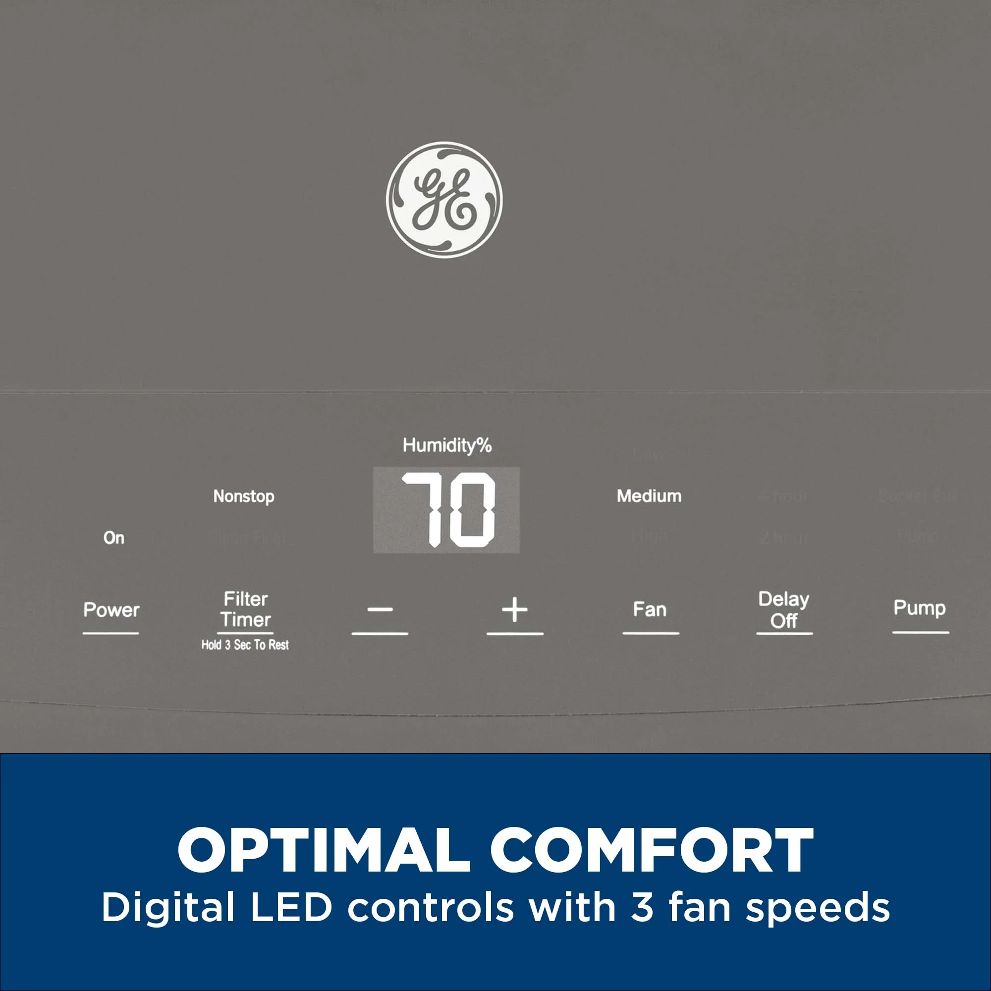 2025 GE Appliances APEW50LZ – Energy Star-certificeret bærbar affugter med integreret pumpe til meget fugtige rum