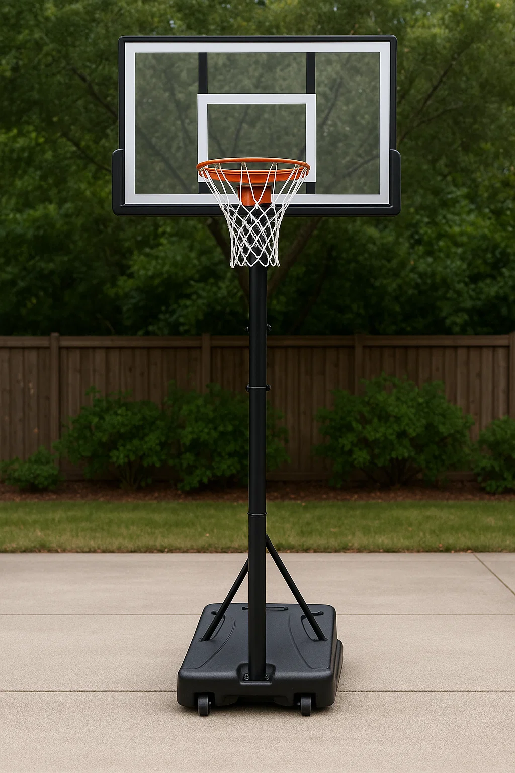 Panier de basket-ball de sport en acier noir et blanc et PE pour extérieur 74×70×210 cm uNnPzTrv97fU