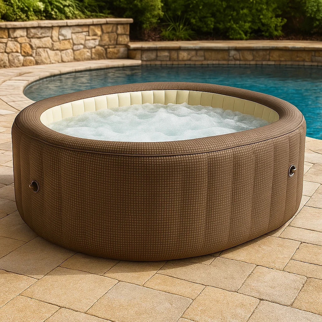 Spa gonflable 196 x 196 x 71 cm, 4 places, rond, marron/beige, GtMisek358GN