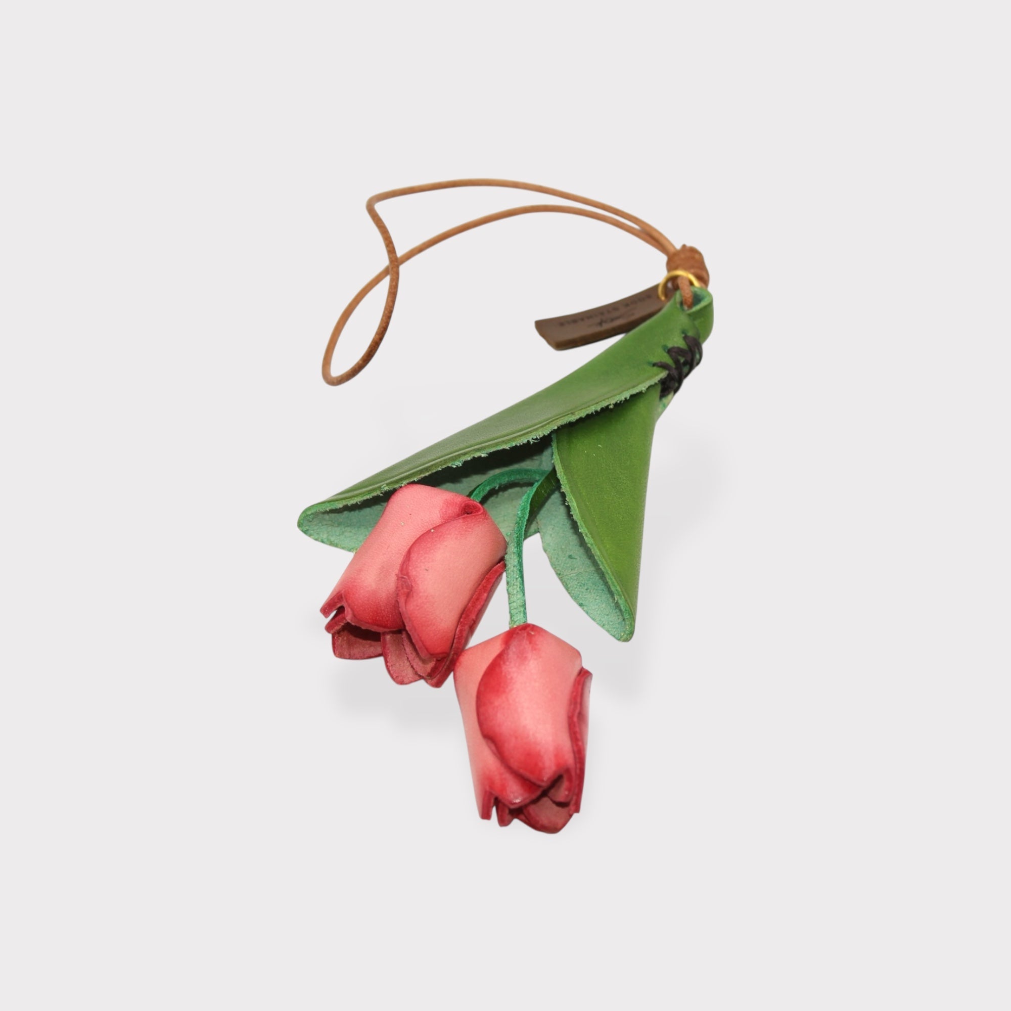 Tulip Bag Charm - Handmade Full-Grain Leather