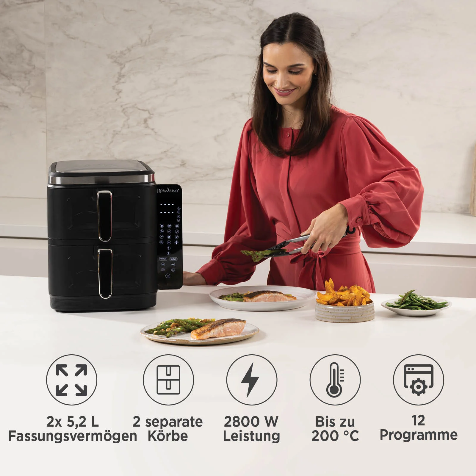 Rosmarino Tower XXL Heißluftfritteuse 2025 – 10,4 l