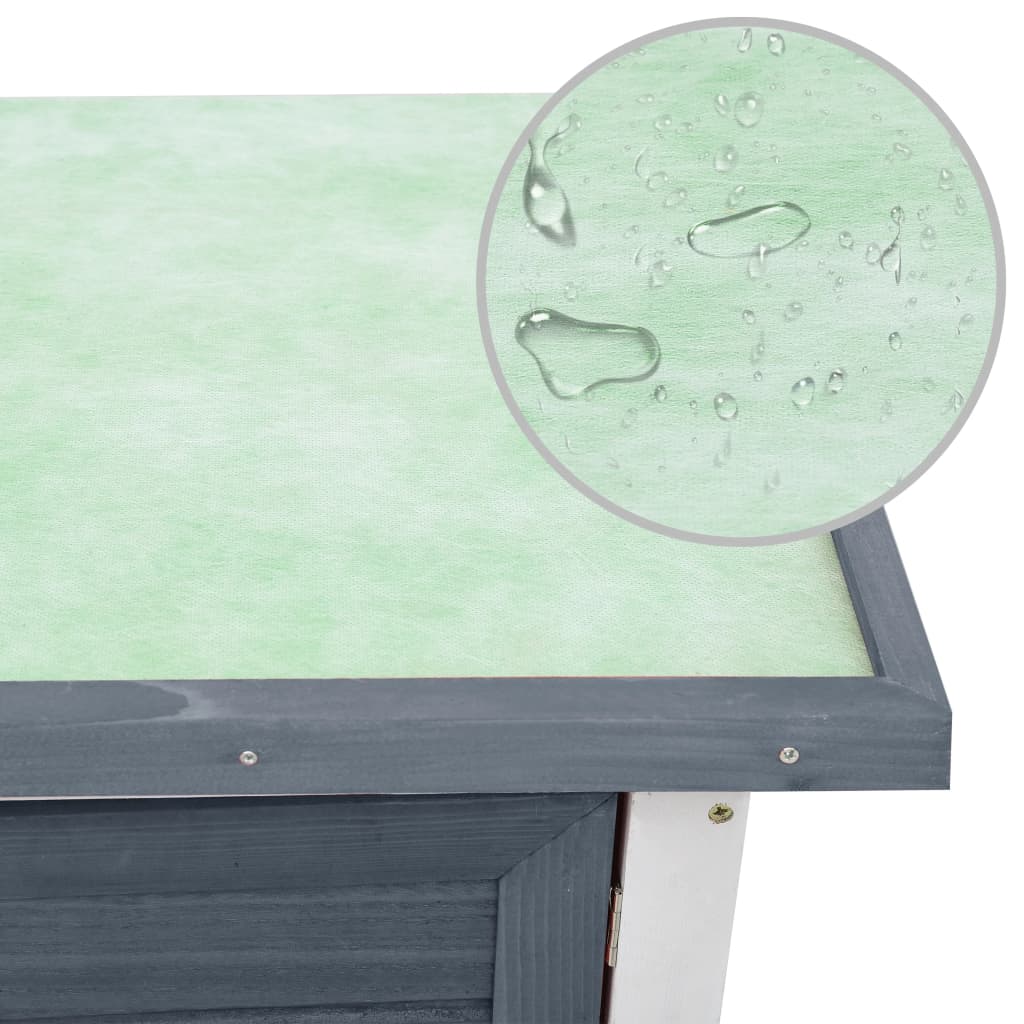 Kaninchenstall 2025 – Kleintiergehege. 90 x 45 x 80 cm. Graue Tür. Kiefernholz.