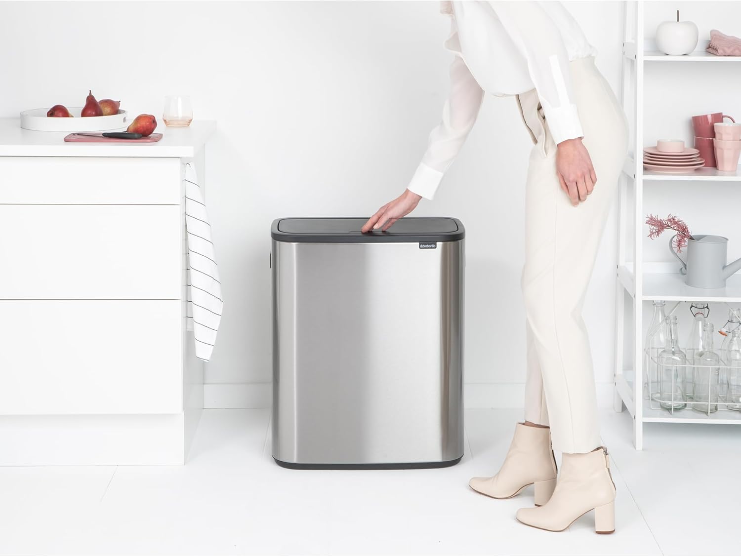 Brabantia Abfalleimer, Stahl matt, Anti-Fingerprint, 2 x 30 l