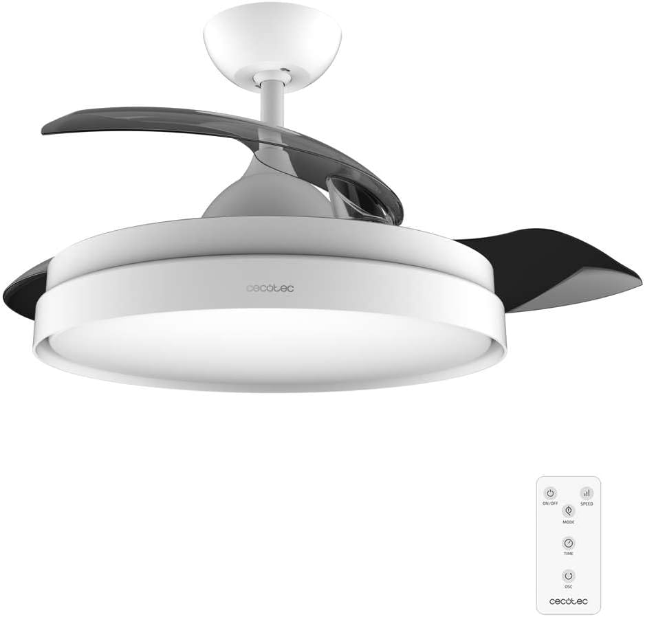 Cecotec EnergySilence Aero 4280 loftsventilator i stål med udtrækkelige blade og usynligt lys, 40W, 106 cm diameter, timer, 3 lystoner, sommer-vinterfunktion