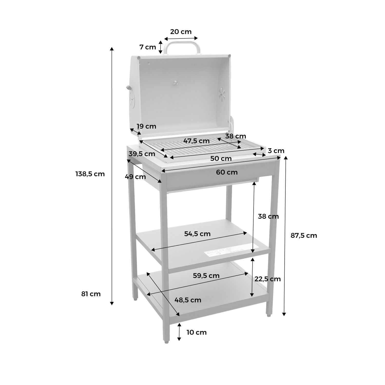 Holzkohlegrill, Edelstahl, Chromrost, 2