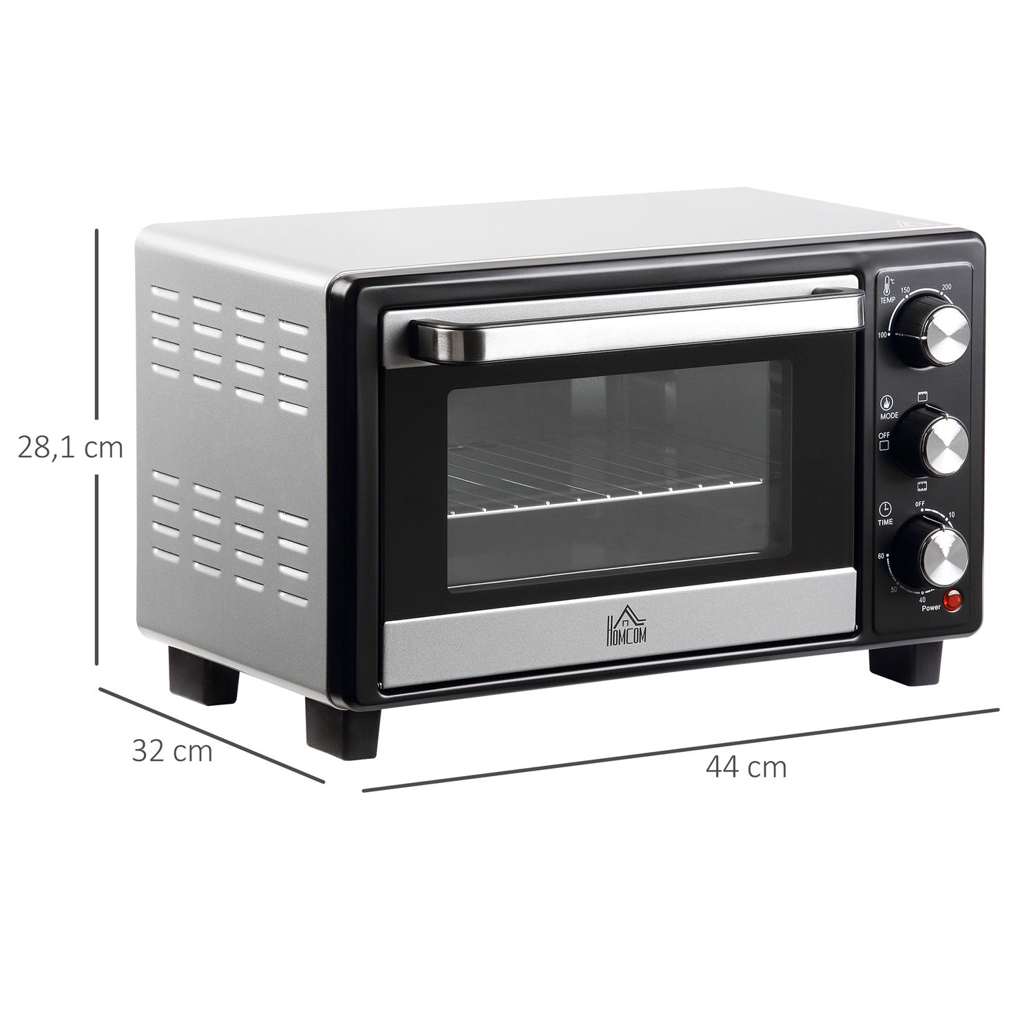 Homcom 16L 1400W Elektro-Tischbackofen mit 3 Heizstufen