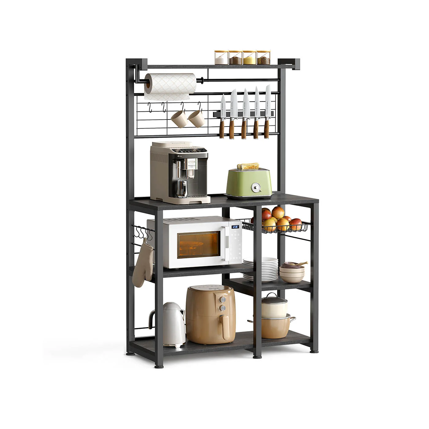 Küchenregal, Bäckereiregal, Drahtkorb, Papierhalter