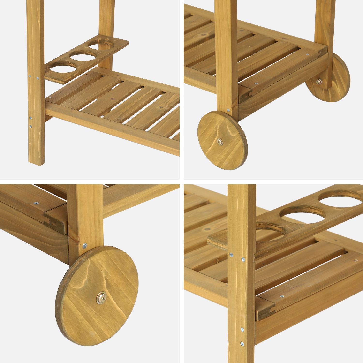 Holz-Grillbrett mit Rollen, Holz