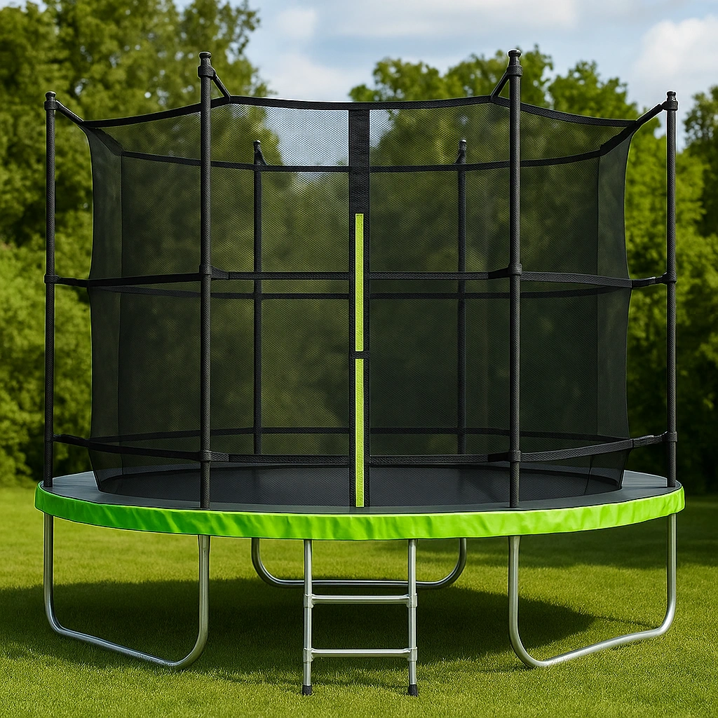 Trampoline rond d'extérieur pour enfants, acier noir, jardin, 3,6 m x 3,6 m x 2,6 m - TsHsCyc100jz