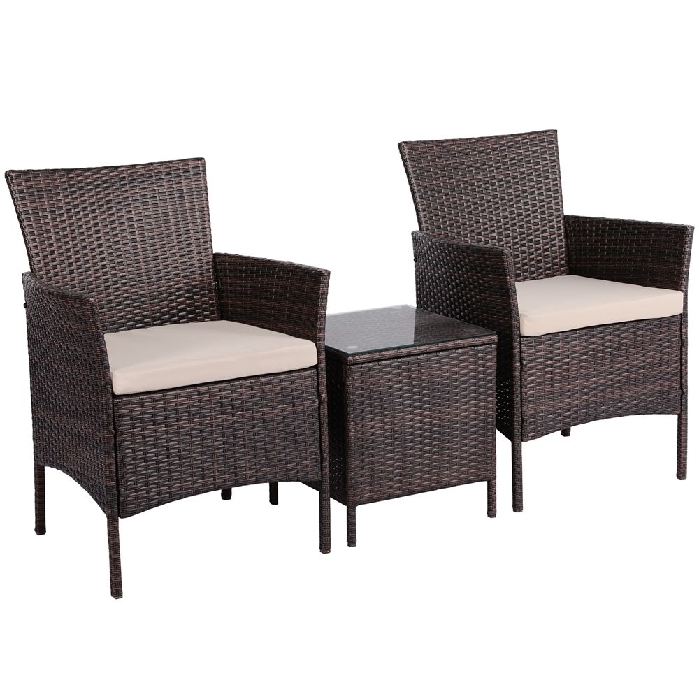 Brunt udendørs bord- og stolesæt til altan eller have