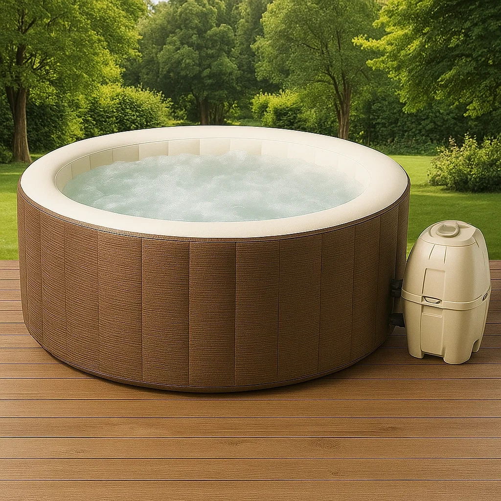 Spa gonflable 185x185x71 cm 4 places rond marron/blanc FLdfJYz375Ze