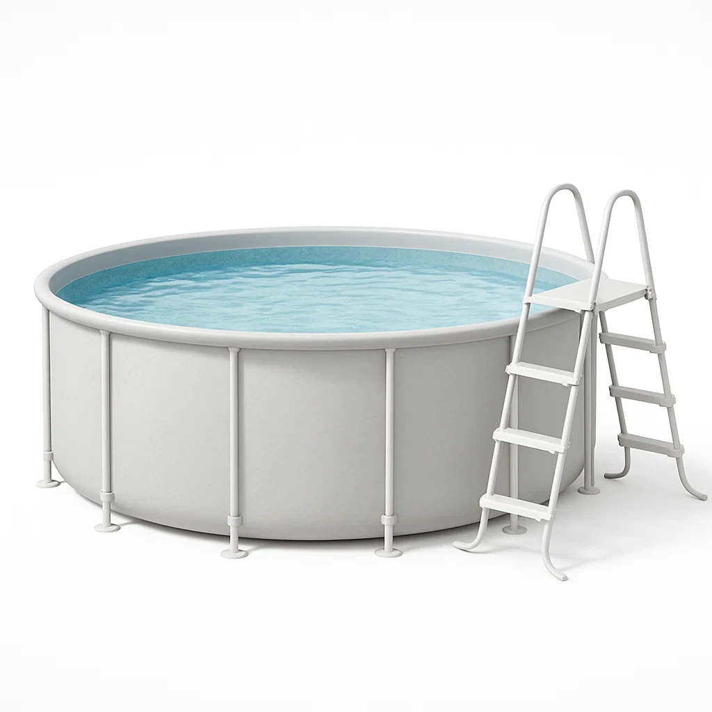 Piscine tubulaire ronde amovible en acier 358 x 98 cm blanc/bleu avec filtre et échelle OJBTtXy275oV
